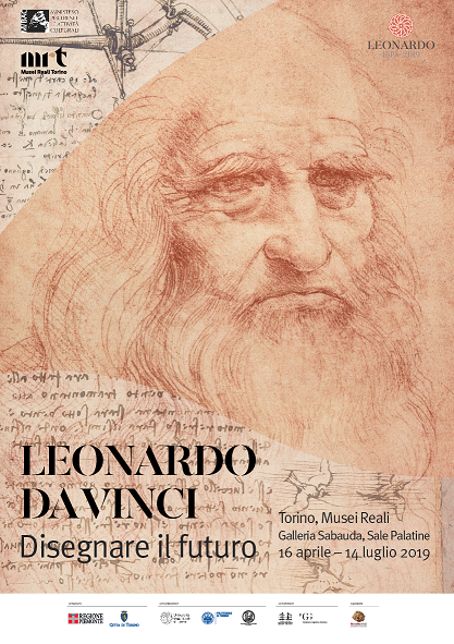 locandina della mostra a Torino su Leonardo da Vinci 2019