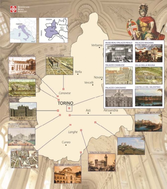 Mappa delle Residenze Sabaude in Piemonte