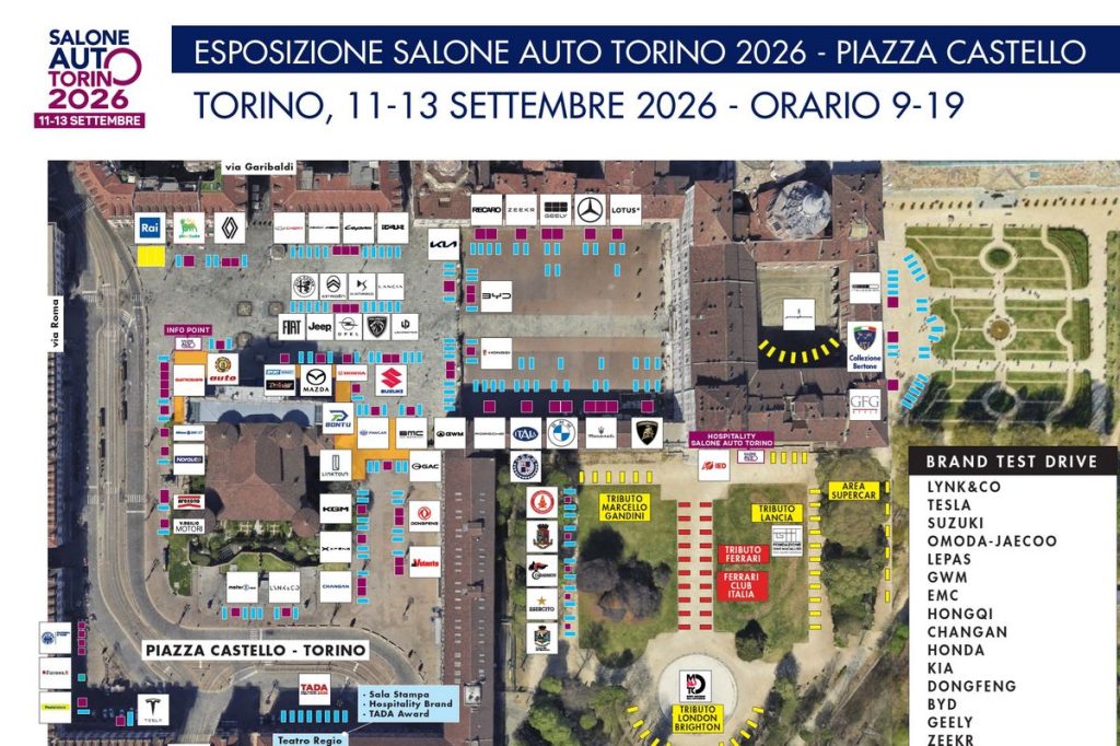 Mappa degli espositori che partecipano al Salone dell'Auto di Torino 2026